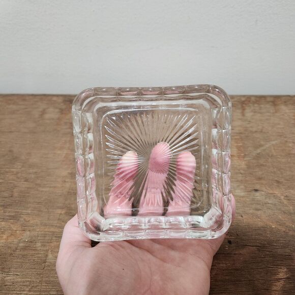 VTG MCM Clear Trinket Jewelry Dish Charcuterie Soap Dish Shelf Sitter Decor - Picture 3 of 5